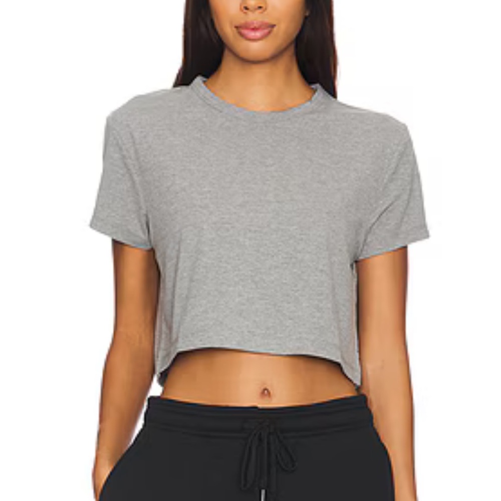 CUTS Almost Friday Cropped Tee in Dark Heather Grey relaxed fit